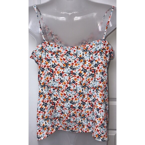 LOFT Small Floral Cami Womens Ruffle Spaghetti Strap Tank Top - Picture 6 of 7